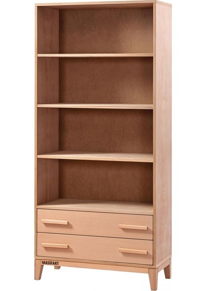 Ernalis Konik Çekmeceli Kitaplık Cilasız Ham