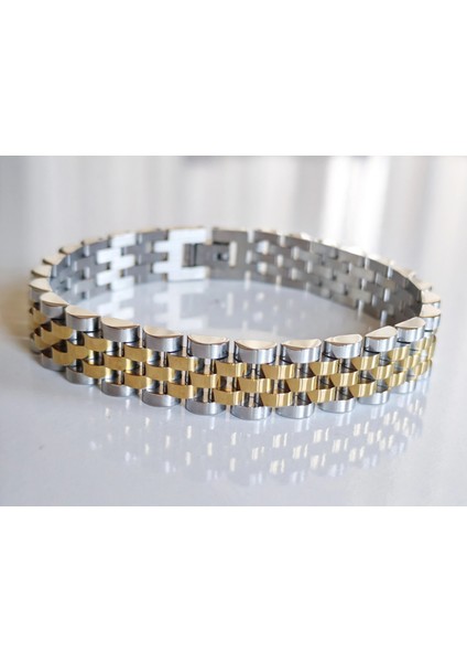 Çelik Roleks Kordon Sarı Erkek Bileklik