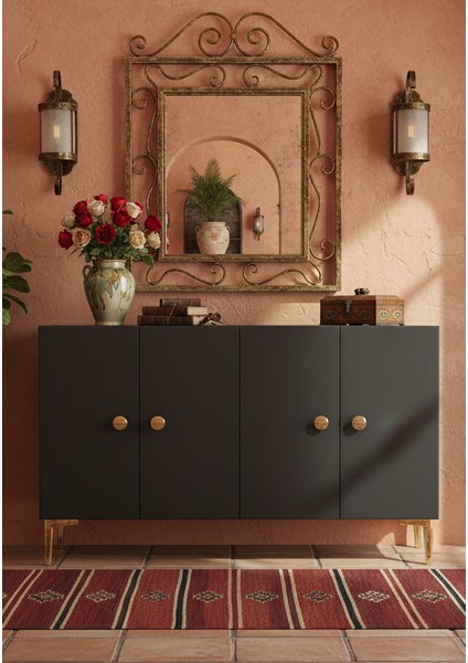 KA1204A- Simple Konsol , Tv Sehpası , Çok Amaçlı Dolap ve Kahve Köşesi 120CM Antrasit