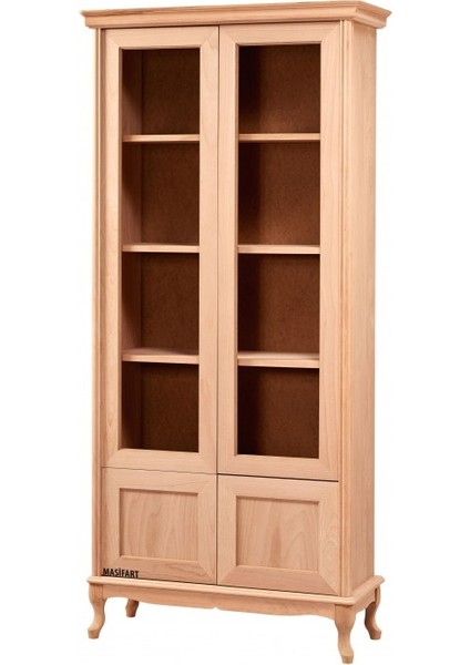 Claudus Kapaklı Camlı Kitaplık Cilasız Ham