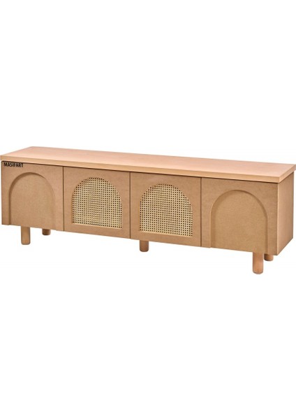 Sordidus Hasırlı Kubbeli Tv Sehpası Cilasız Ham