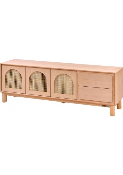 Barby Hasırlı 180 Lik Mostar Tv Ünitesi Cilasız Ham