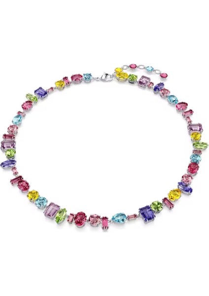 Swa Tarz Çok Renkli Gema Kolye Rodyum Kaplama