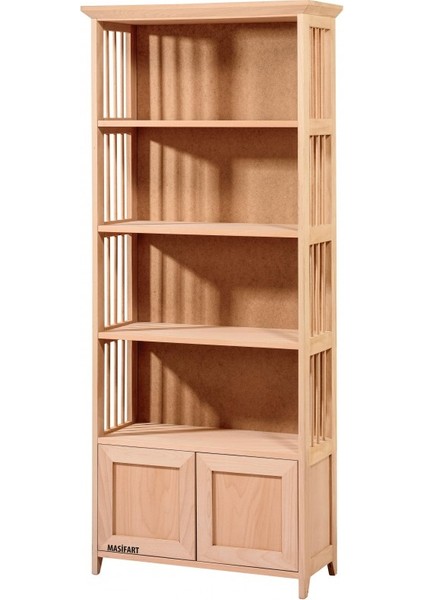 Loury Çıtalı Kitaplık Cilasız Ham