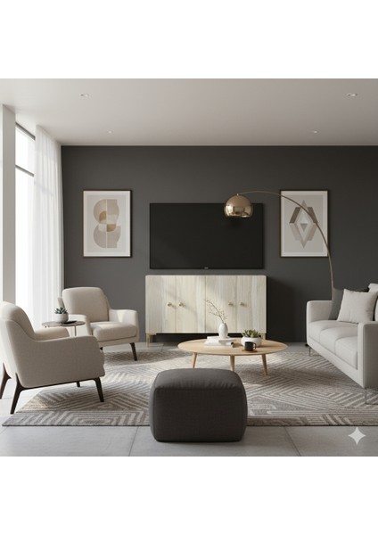 KA1204BT- Simple Konsol , Tv Sehpası , Çok Amaçlı Dolap ve Kahve Köşesi 120CM Beyaz-Traverten modelleri