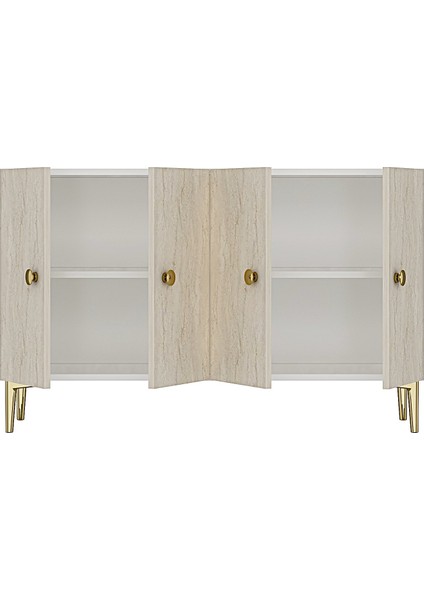 KA1204BT- Simple Konsol , Tv Sehpası , Çok Amaçlı Dolap ve Kahve Köşesi 120CM Beyaz-Traverten indirimleri