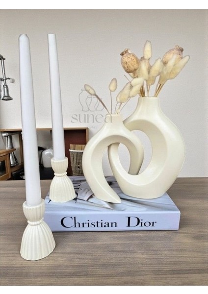Dekoratif Sarmaşık Sevgili Vazo Seti, Şamdan Mumluklu Set fiyatları