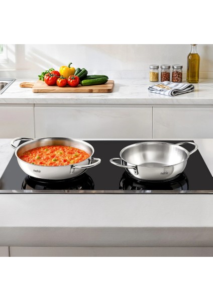 Silver 4 Parça Paslanmaz Çelik Güveç Tipi Sahan Seti (18-20 Cm)