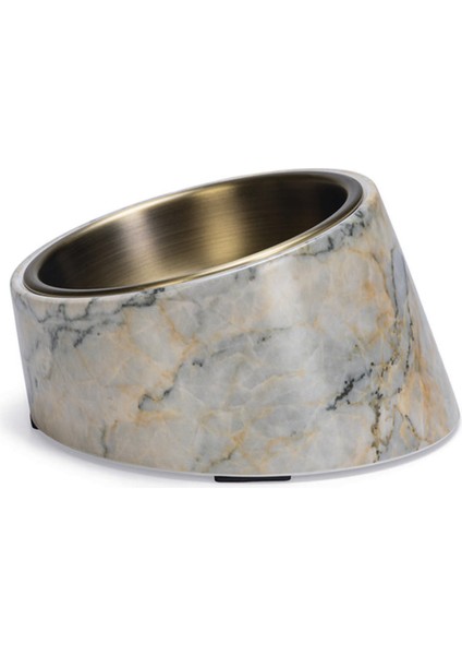 Nrzsnt Beeztees Dbl Kedi Mama Su Kabı, Paslanmaz Çelik, Bej Mermer Görünümlü, 14,5x3,3x7,6cm, 160ML