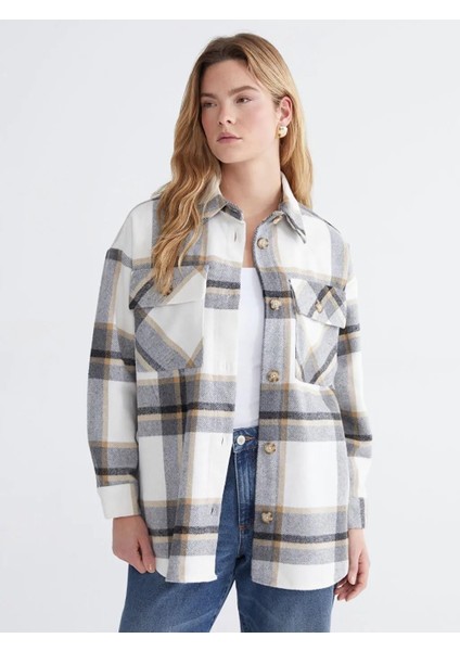 Ekose Oversize Kadın Gömlek (W5)