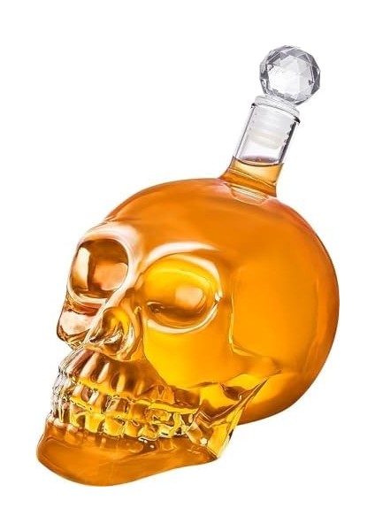 Crystal Kuru Kafa Cam Şişe El Yapımı Kuru Kafa Sürahi Içki Şişesi (1000 Ml)