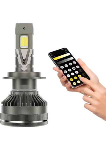H1 LED Zenon App Kontrolü Bluetooth Ile Telefondan 2700K-6500K Renk Değiştiren Araba Farı 2WAT-80WAT App Uygulama Üzerinden Istenilen Ayar Yapılır Şimşek Etkili