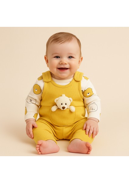 %100 Pamuk Cilt Dostu Bebek Tulum Seti – Ayıcık Cepli, Iç Bodyli