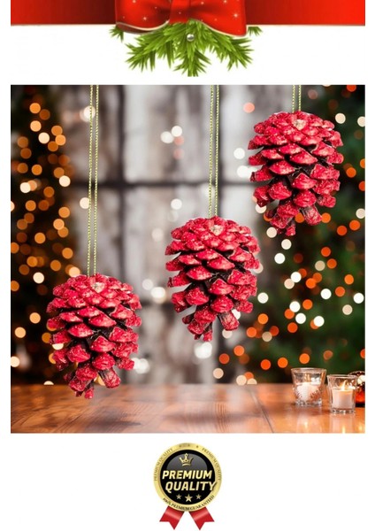 Premium Şık Lüks Tasarım Kış Dekoratif Yeni Yıl Noel Yılbaşı Çam Ağacı Süsü Kozalak 5 cm 6'lı Paket fiyatları