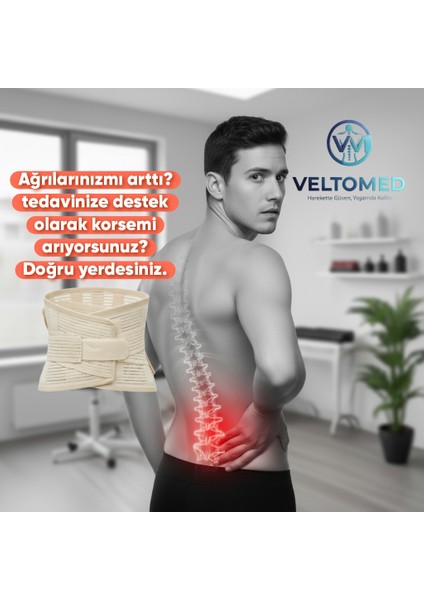 Çelik Balenli Lumbostad 26CM Korse, Ortopedik Korse, Bel Korsesi, Skolyoz, Fıtık fırsatları