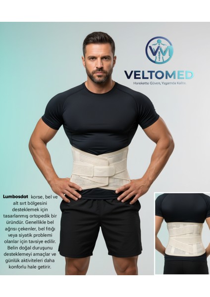 Çelik Balenli Lumbostad 26CM Korse, Ortopedik Korse, Bel Korsesi, Skolyoz, Fıtık