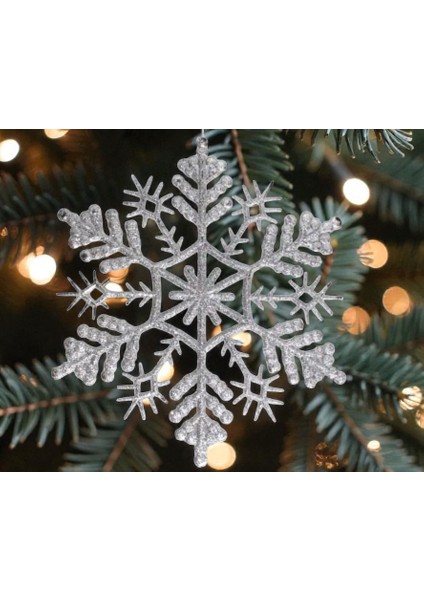 30 cm Dev Kar Tanesi Sert Plastik Simli Beyaz Parlak Yılbaşı Çam Ağacı Süsü fiyatları