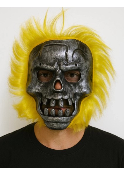 Buğz Wild Skull - Metal Kafatası Sarı Saçlı Iskelet Maske