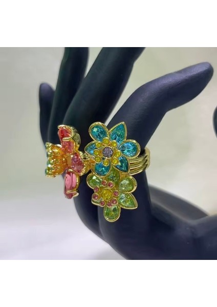 Renkli Çiçek Swa Idyllia Tarz Yüzük modelleri