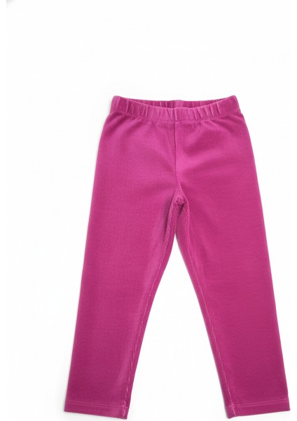 Kız Çocuk Fitilli Kadife Tayt - Fuşya Rahat Kışlık Esnek Leggings modelleri