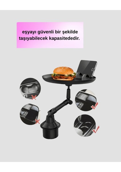 Buğz Universal Araç Içi Bardaklık Tepsisi 9 Inç Yemek Alanı ve Telefon Standlı fırsatları