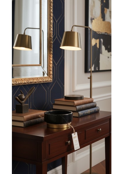 El Yapımı Dekoratıf Mermer Taşlı Bronz Desenli Kase