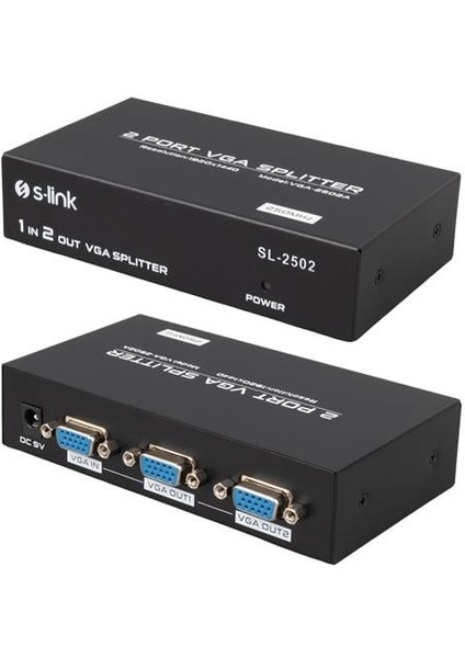S-Link SL-2502 2 Port VGA Splitter Dağıtıcı