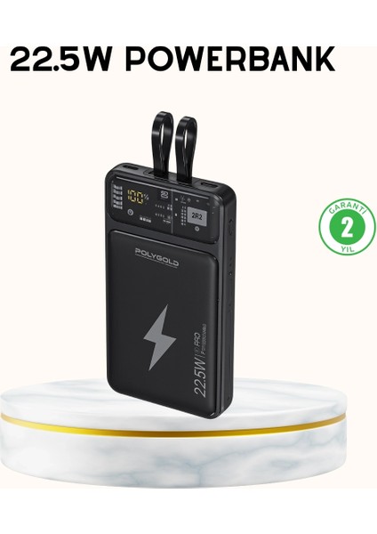 Buğz Powerbank Hızlı Şarj 10000 Mah Dahili Kablo