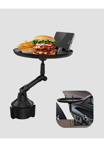 Buğz 360° Döner Araç Bardaklık Tepsisi Geniş Yemek Alanlı Telefon Standlı fiyatları