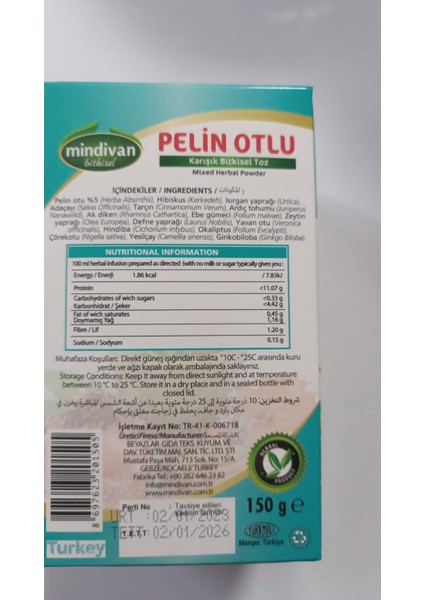 Pelin Otlu Toz 150G fiyatları