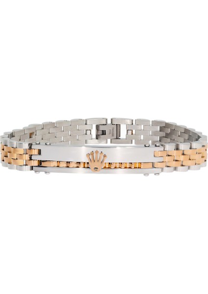 Erkek Rose Renk ve Sembol Detay Çelik Bileklik
