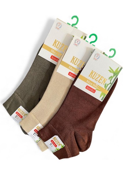 Bambu Erkek Yarım Konç Dikişsiz Çorap 6 Lı Paket -Terletmez- Siyah-Beyaz-Kahve-Lacivert-Bej-Yeşil modelleri