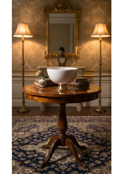 El Yapımı Dekoratıf Mermer Taşlı Bronz Desenli Kase