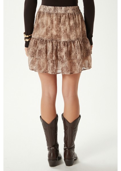 Kadın Juliet Toprak Astarlı Volanlı Mini Şifon Dokuma Etek indirimleri