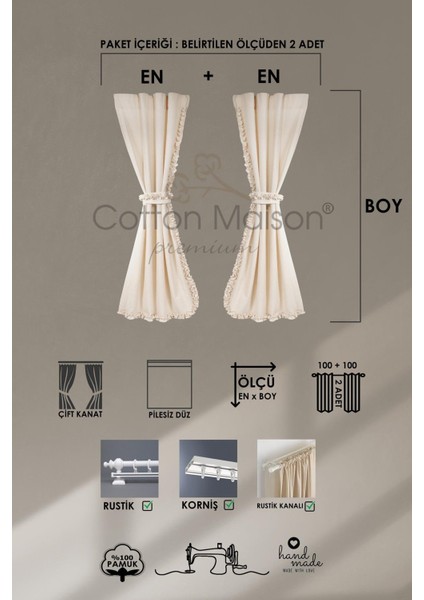 Naturel Perde Bohem Çift Kanat Büzgü Bantlı indirimleri