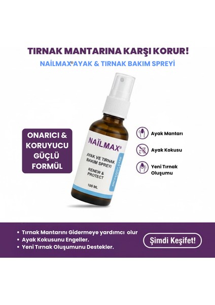 100 ml Ayak Bakım Spreyi – Hızlı Etkili Ayak ve Tırnak Spreyi, Etkili Ayak Kokusu Kontrolü, Ayakkabı ve Çorapları Taze ve Kuru Tutar, Kolay Uygulanır, Ayak Hijyenini Iyileştirir
