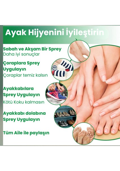100 ml Ayak Bakım Spreyi – Hızlı Etkili Ayak ve Tırnak Spreyi, Etkili Ayak Kokusu Kontrolü, Ayakkabı ve Çorapları Taze ve Kuru Tutar, Kolay Uygulanır, Ayak Hijyenini Iyileştirir modelleri