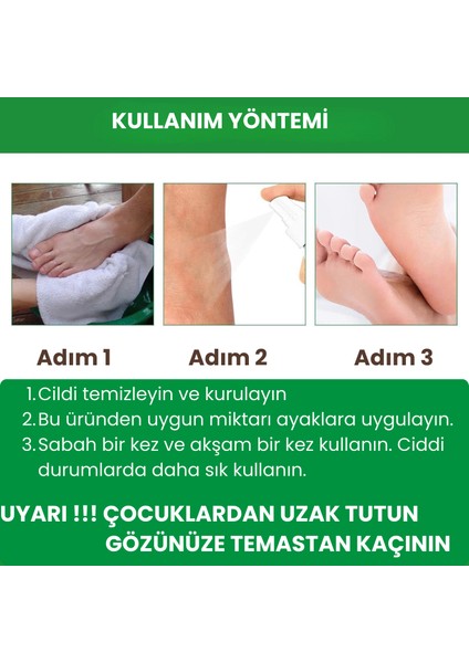 100 ml Ayak Bakım Spreyi – Hızlı Etkili Ayak ve Tırnak Spreyi, Etkili Ayak Kokusu Kontrolü, Ayakkabı ve Çorapları Taze ve Kuru Tutar, Kolay Uygulanır, Ayak Hijyenini Iyileştirir