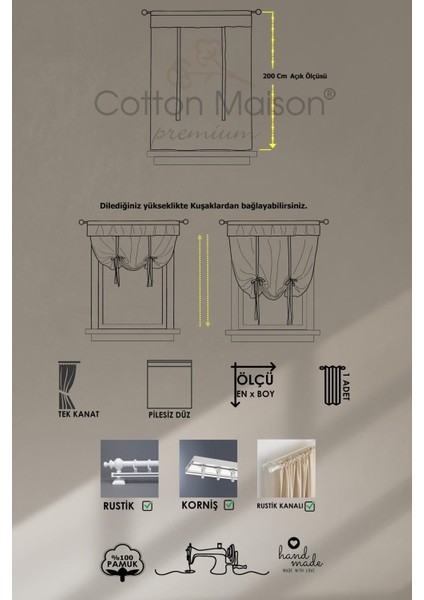 Naturel Potlu Perde Bohem Büzgü Bantlı indirimleri