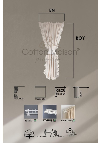 Fırfırlı Keten Perde Tek Kanat Romantik Volanlı Bağlamalı indirimleri