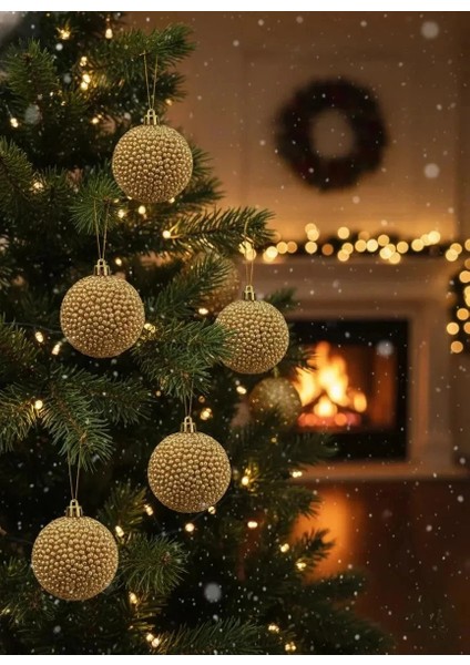 3'lü Altın Rengi Ponpon Dokulu Lüks Yılbaşı Ağacı Süsü Seti 8cm fiyatları