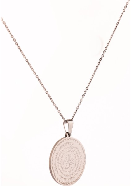 Gümüş Renk Nal-I Şerif ve Hakkani Mührü Yazılı Çelik Kolye Kararmaz Paslanmaz Zincir fırsatları