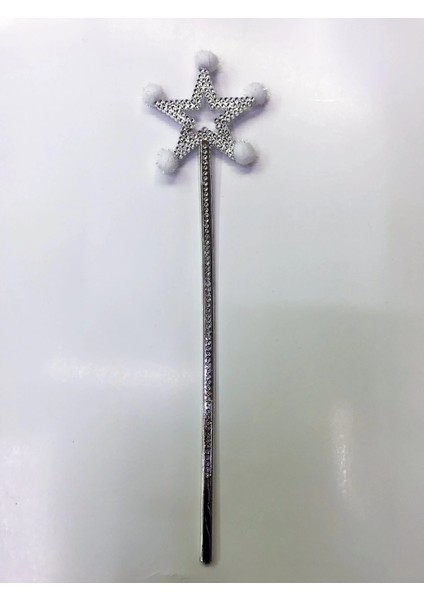 Buğz Yıldız Peri Asası Sihirli Değnek Beyaz Ponponlu