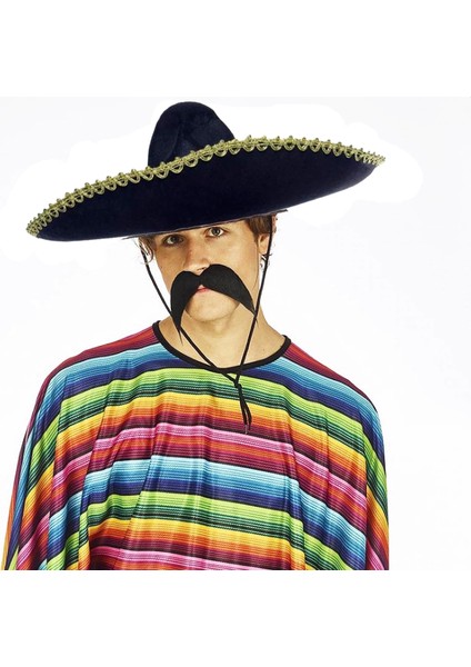 Buğz Sombrero Meksika Şapkası Mariachi Altın Şeritli Yetişkin Boy