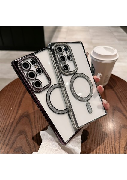 Samsung Galaxy S25 Ultra Uyumlu Şeffaf Taşlı Magsafe Özellikli Kılıf fırsatları