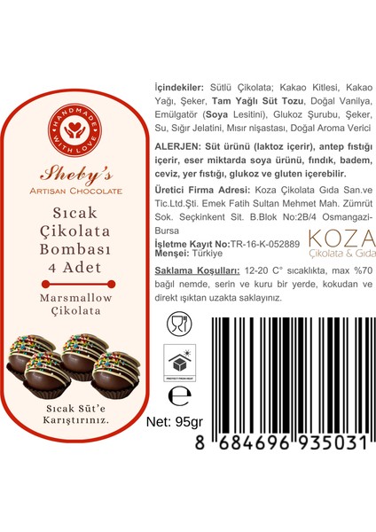 Sıcak Çikolata Bombası 4’lü (Marshmallow’lu Sütlü Çikolata) indirimleri
