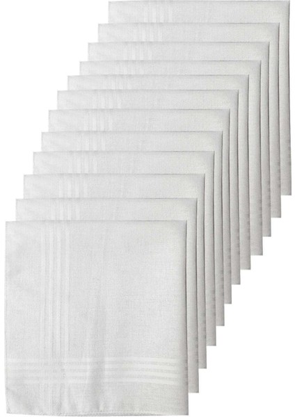 Beyaz Mendil, 12 Adet, 28X28 cm %100 Pamuk