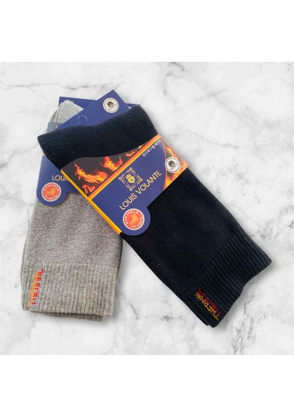 Erkek Kışlık Termal Havlu Cotton Uzun Dikişsiz 2 Çift Parfümlü Gri&siyah fiyatları