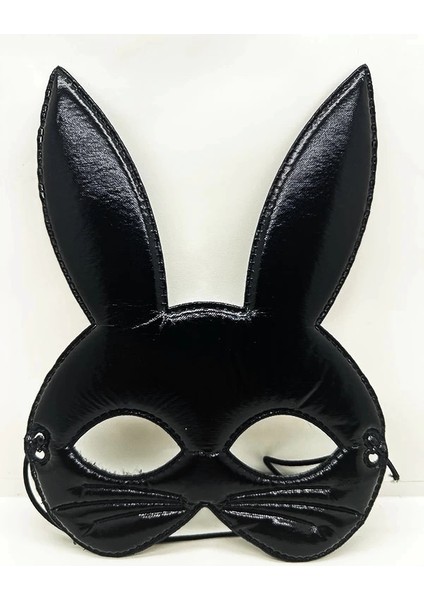 Buğz Siyah Renk Kumaş Malzemeden Imal Eva Tavşan Maskesi 19X15 cm
