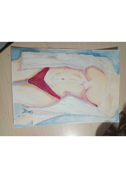 Soft Body Aesthetics – Sulu Boya, Akrilik ve Kuru Boya ile Kadın Beden Çizimi | El Yapımı Sanat Tablosu modelleri